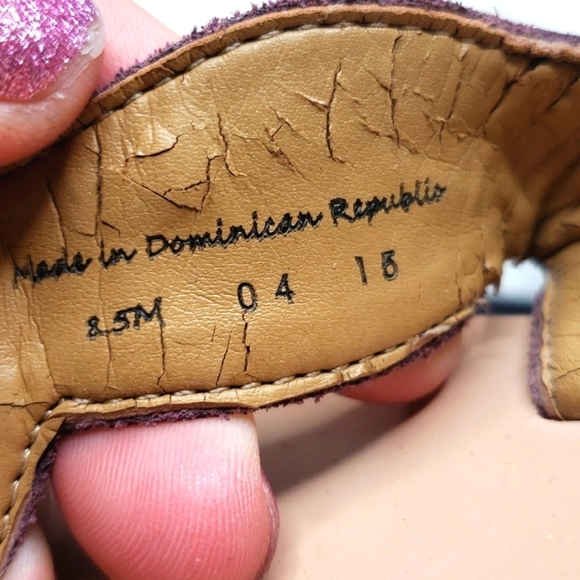 Jack Rogers Larissa Lilah Leather Thong Sandal 8.5 purple Logo Croc Embossed - Picture 5 of 7